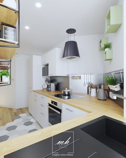 Rénovation de la cuisine au sein de cet appartement situé à Paris et imaginé par MH DECO