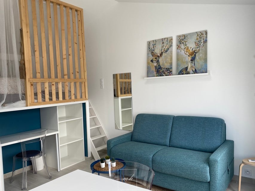 Aménagement du séjour au sein d'un appartement situé à Laval réalisé par MH DECO