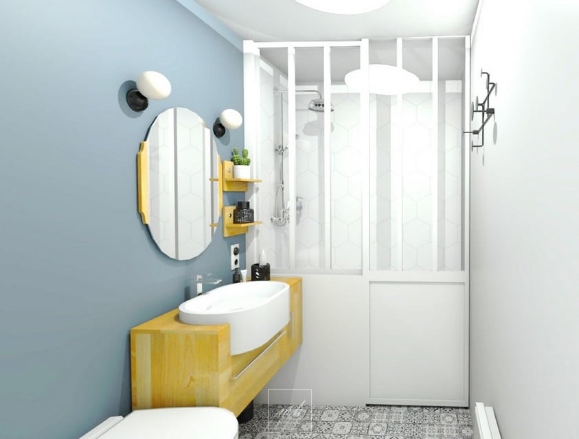 Rénovation de la salle de bain au sein d'un studio situé à Fontainebleau imaginé par MH DECO