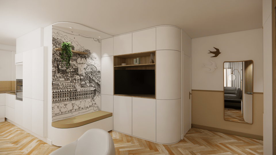 Modélisation 3D d'un appartement Lyonnais par MH DECO