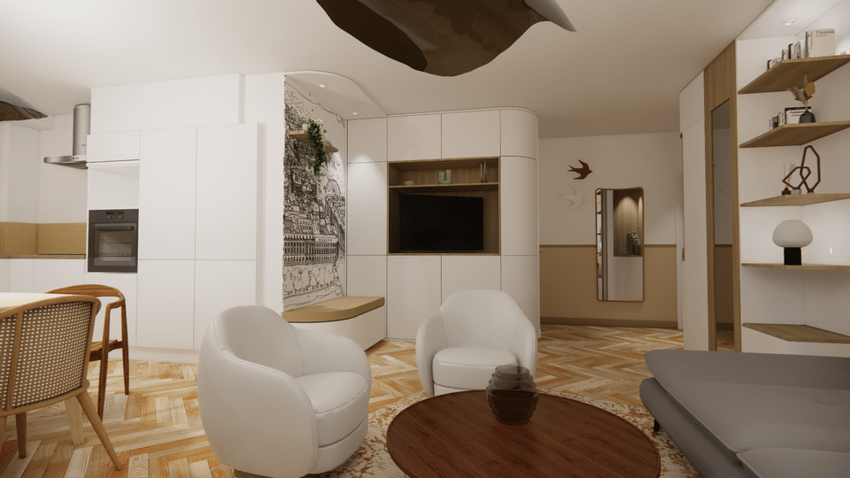 Rénovation d'un séjour dans un appartement Lyonnais par MH DECO