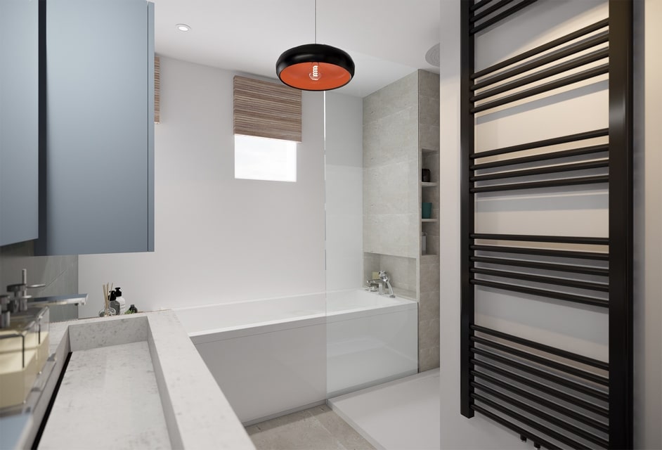 Création tridimensionnelle d'une salle de bain au sein d'un appartement située à Dompierre-sur-mer pensé par MH DECO